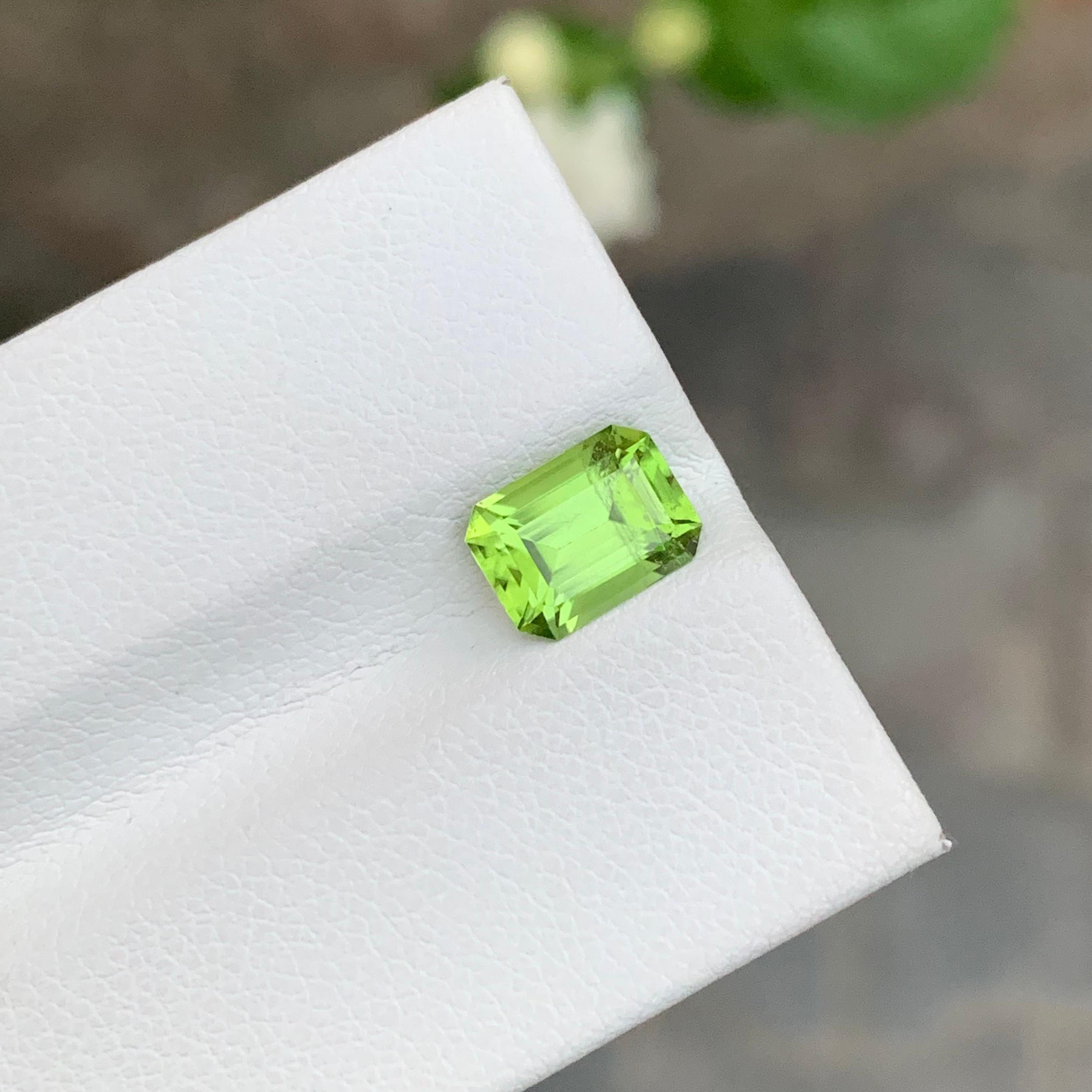 Emerald Cut 1.70 Carat Natural Loose Apple Green Peridot Emerald Shape Gemstone For Sale