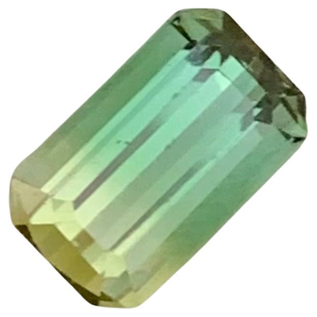 Tourmaline naturelle non sertie bicolore de 1.70 carats en forme d'émeraude pour bijoux 