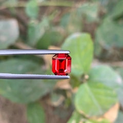 1.70 Carat Natural Loose Bright Red Garnet Emerald Cut Tanzanian Gemstone