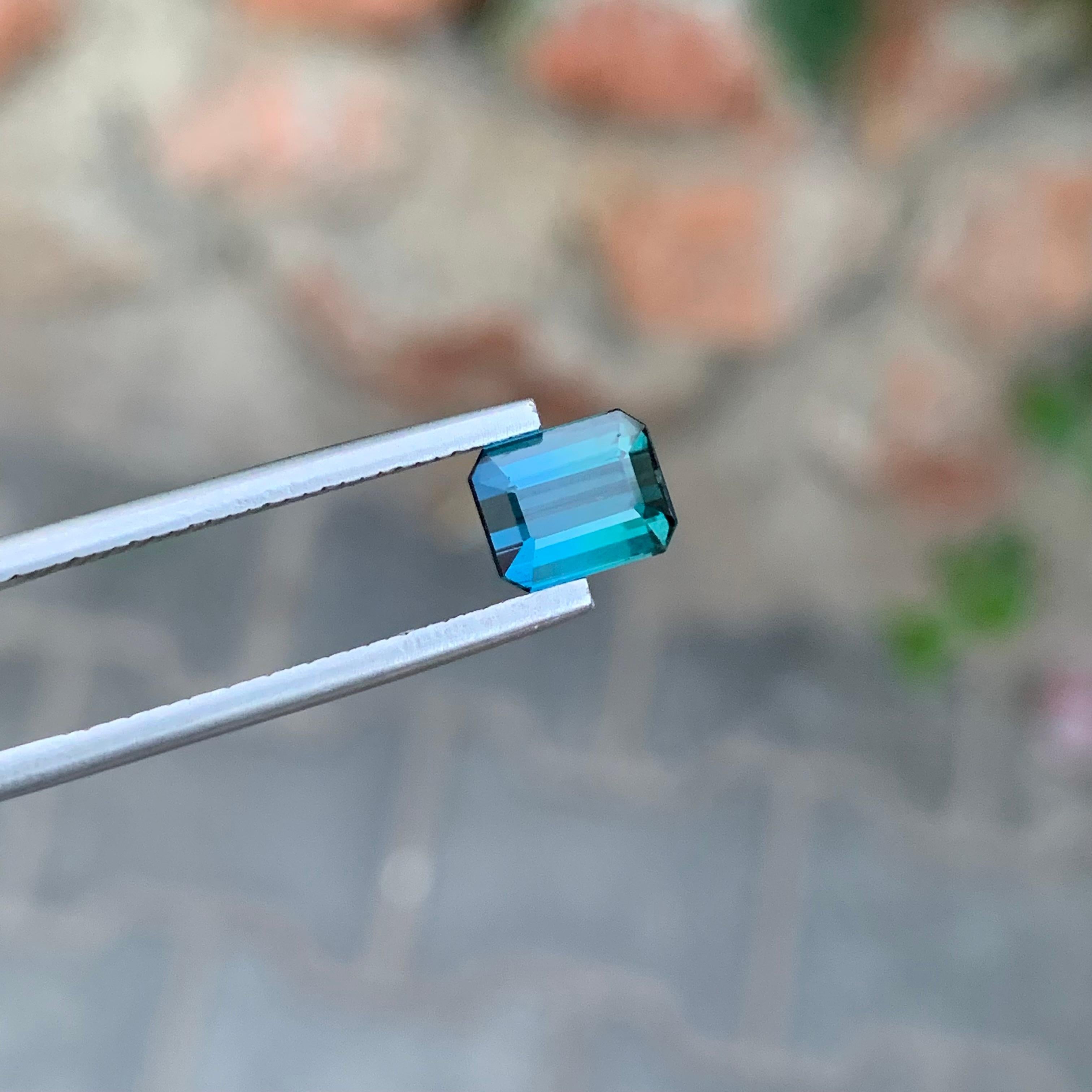 1.70 Karat Natürlicher loser Indicolith Turmalin Smaragd Form Edelstein für Schmuck im Angebot 4