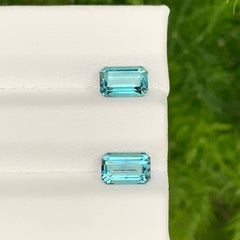 1,70 carati di tormalina lagunare naturale sfusa, coppia di gemme afgane taglio smeraldo