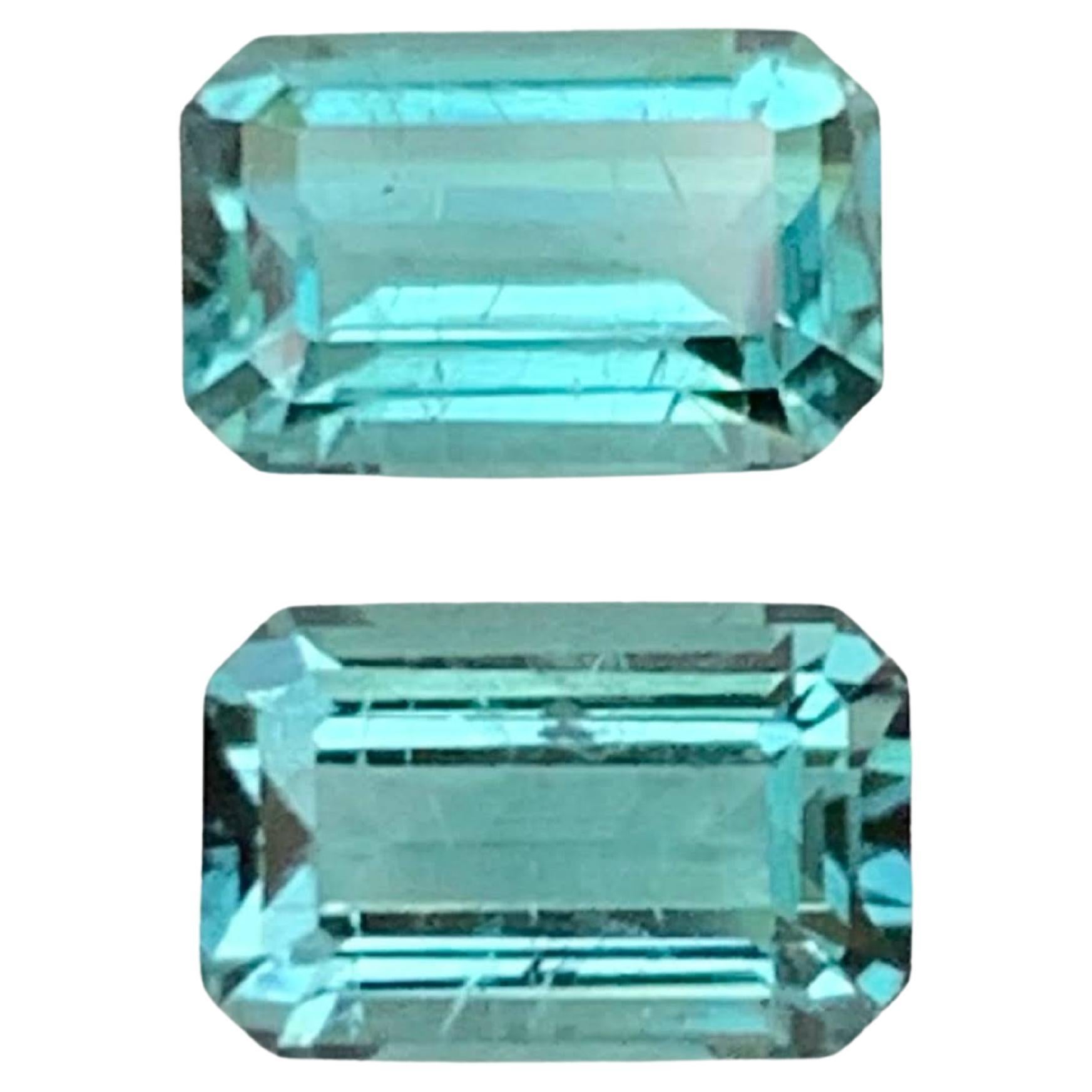 1.70 Carat Natural Loose Lagoon Tourmaline Pair Emerald Cut Afghan Gemstone (pierre précieuse afghane)