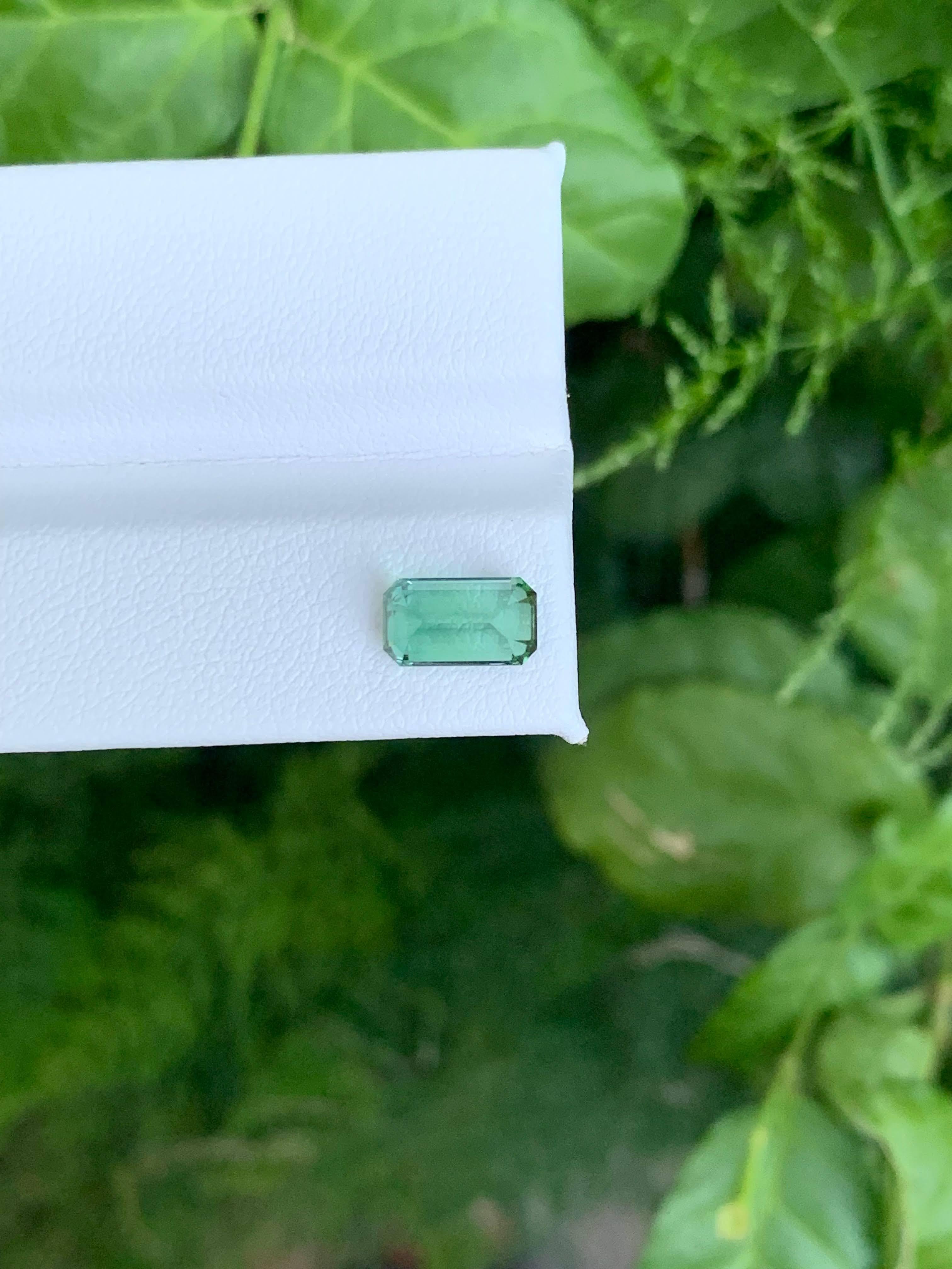 1.70 Carat Natural Loose Light Green Tourmaline Emerald Cut Afghan Gemstone (pierre précieuse afghane) en vente 4