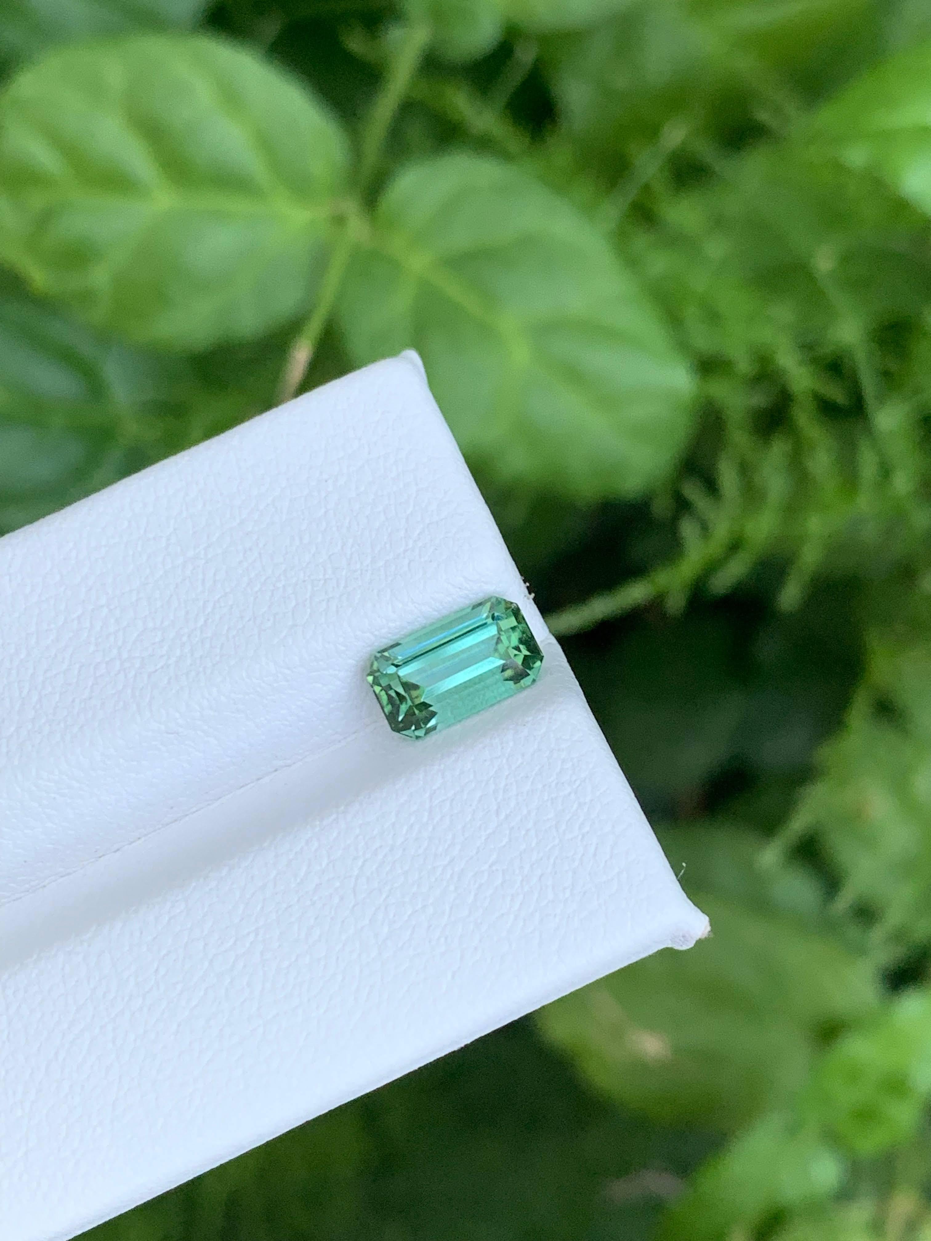 1.70 Carat Natural Loose Light Green Tourmaline Emerald Cut Afghan Gemstone (pierre précieuse afghane) Unisexe en vente