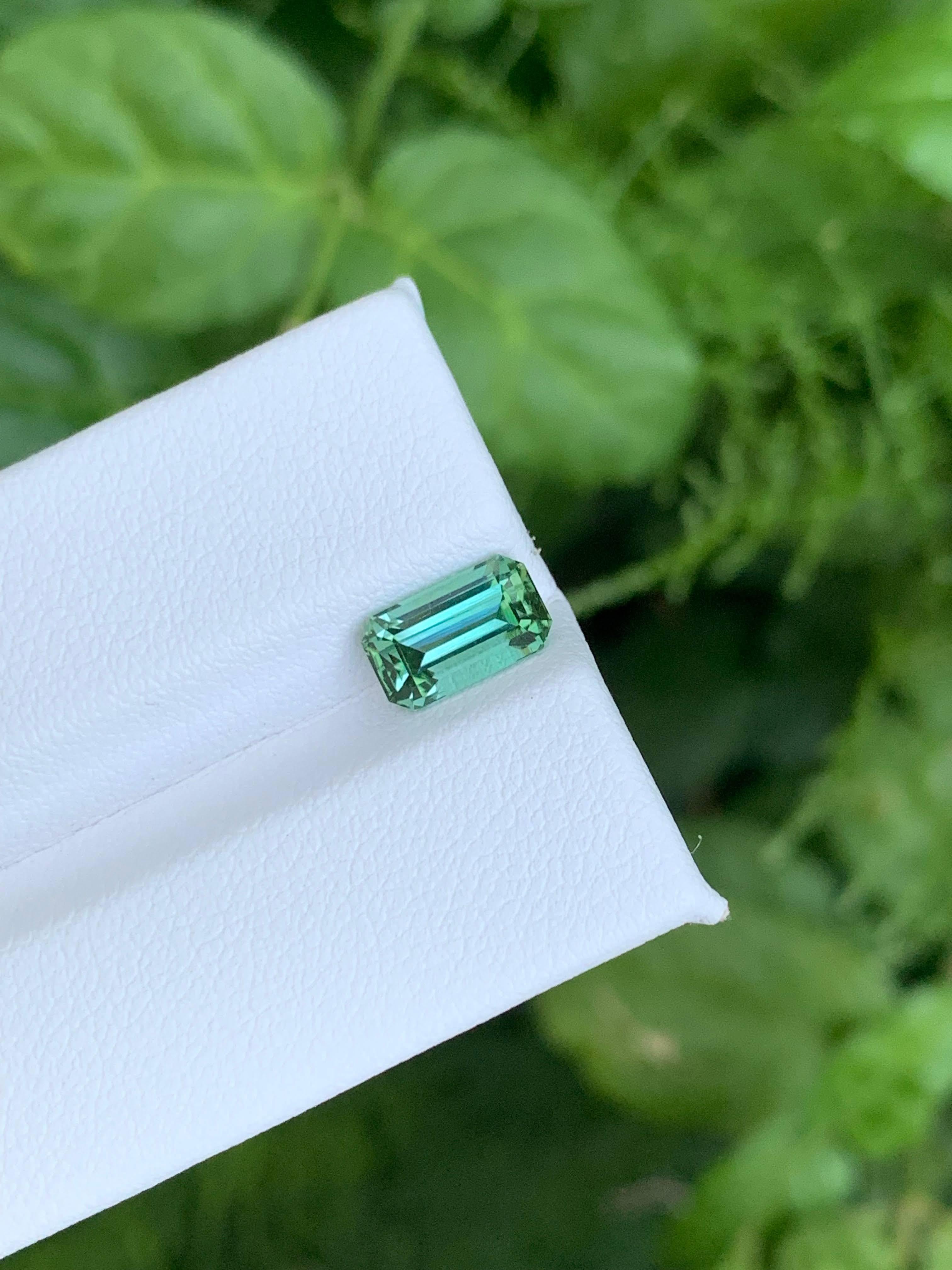 1.70 Carat Natural Loose Light Green Tourmaline Emerald Cut Afghan Gemstone (pierre précieuse afghane) en vente 1