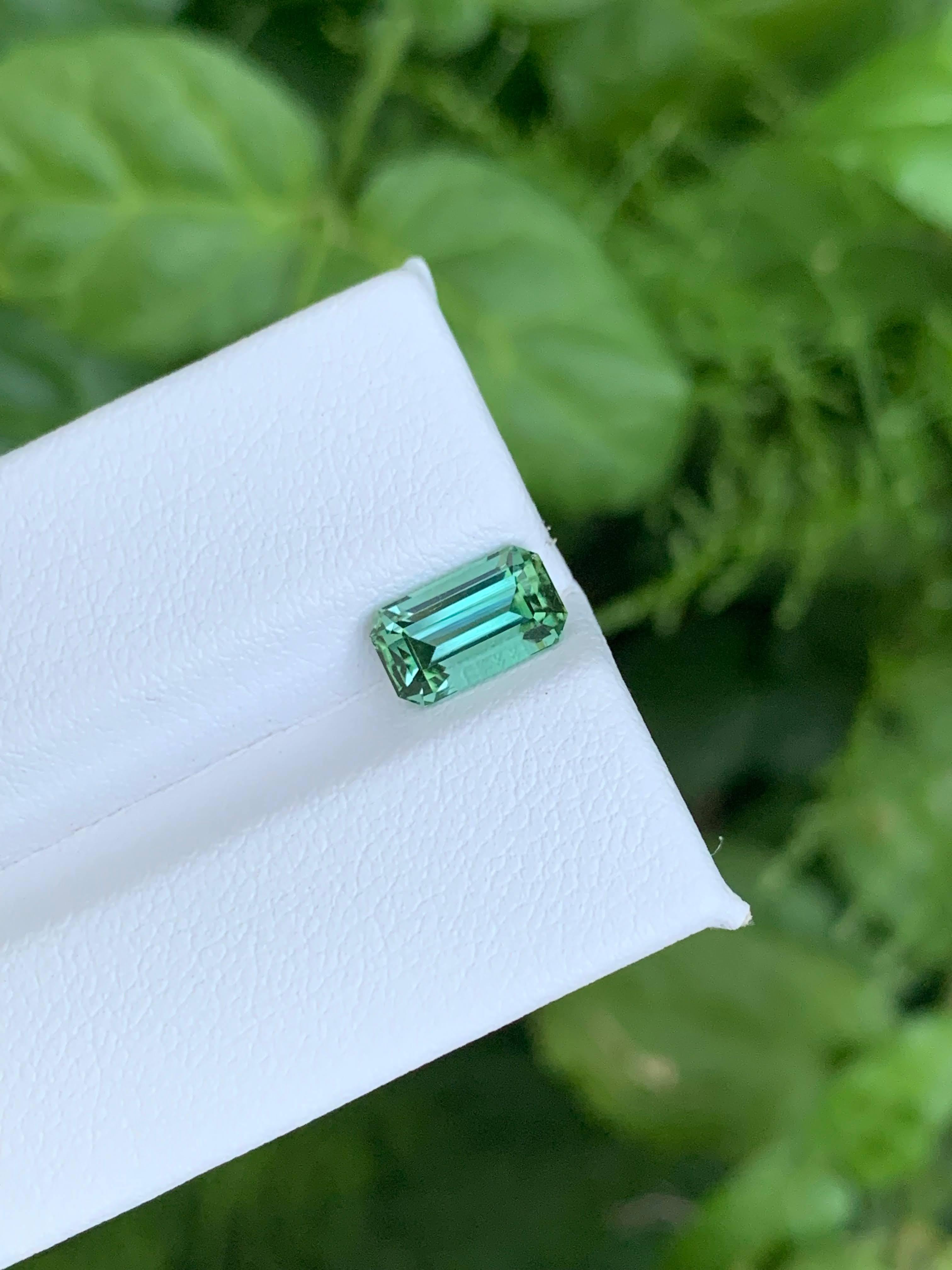 1.70 Carat Natural Loose Light Green Tourmaline Emerald Cut Afghan Gemstone (pierre précieuse afghane) en vente 2