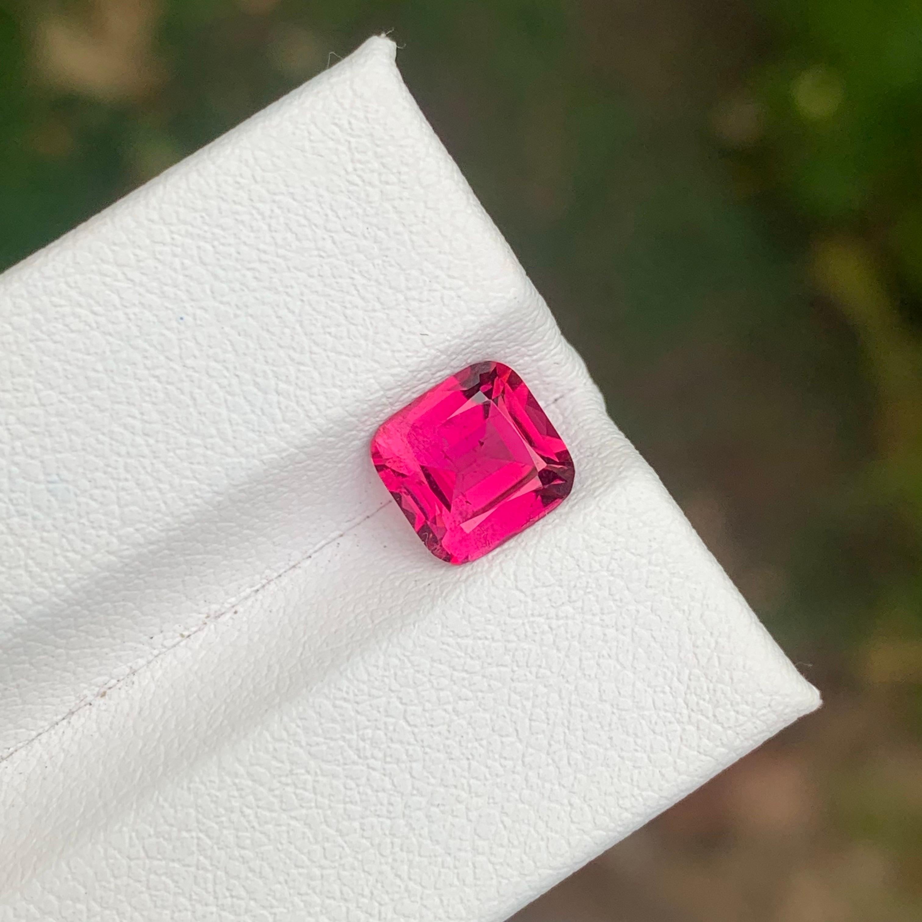 Arts and Crafts 1.70 Carat Natural Loose Rubellite Tourmaline Cushion Shape Gemstone For Sale