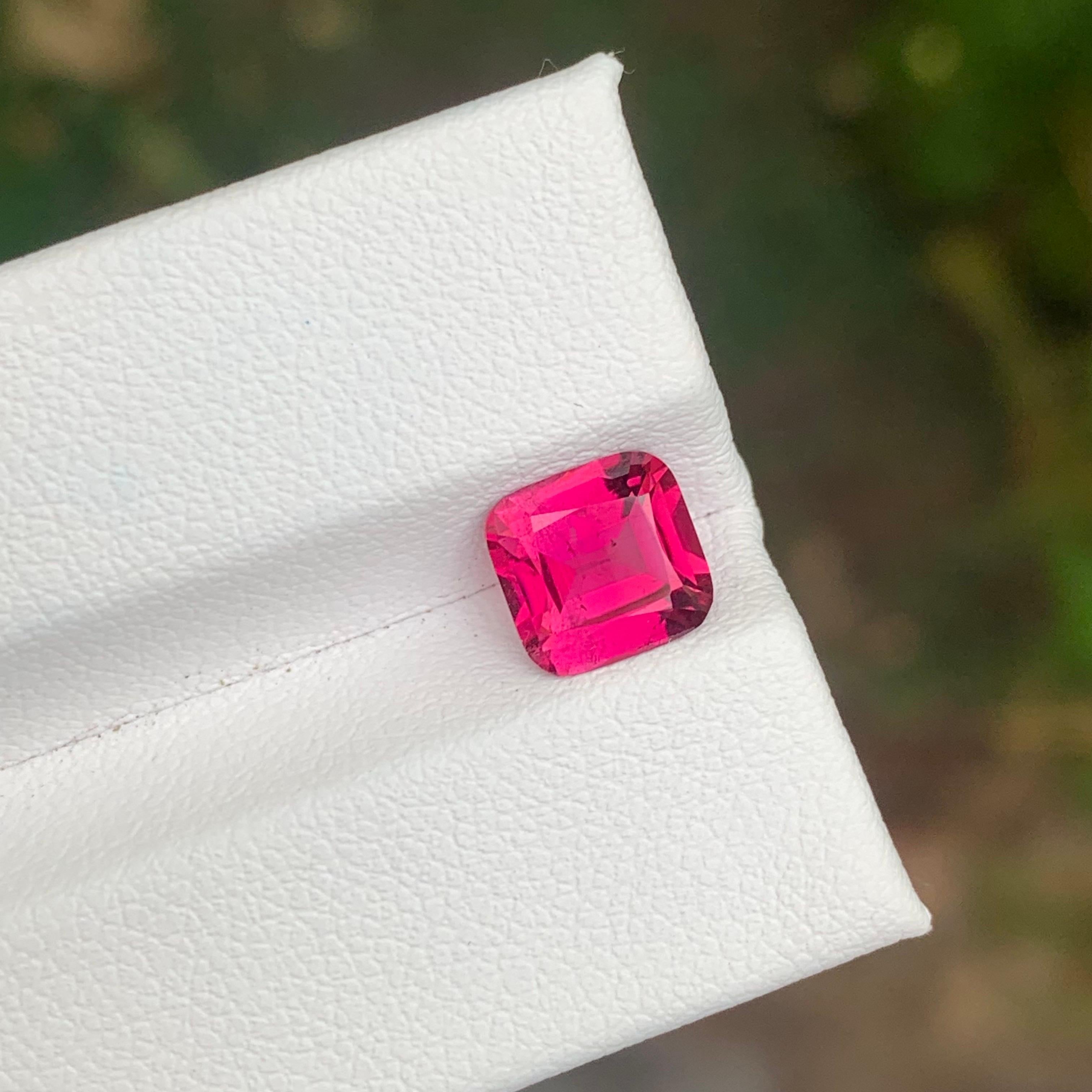Women's or Men's 1.70 Carat Natural Loose Rubellite Tourmaline Cushion Shape Gemstone For Sale