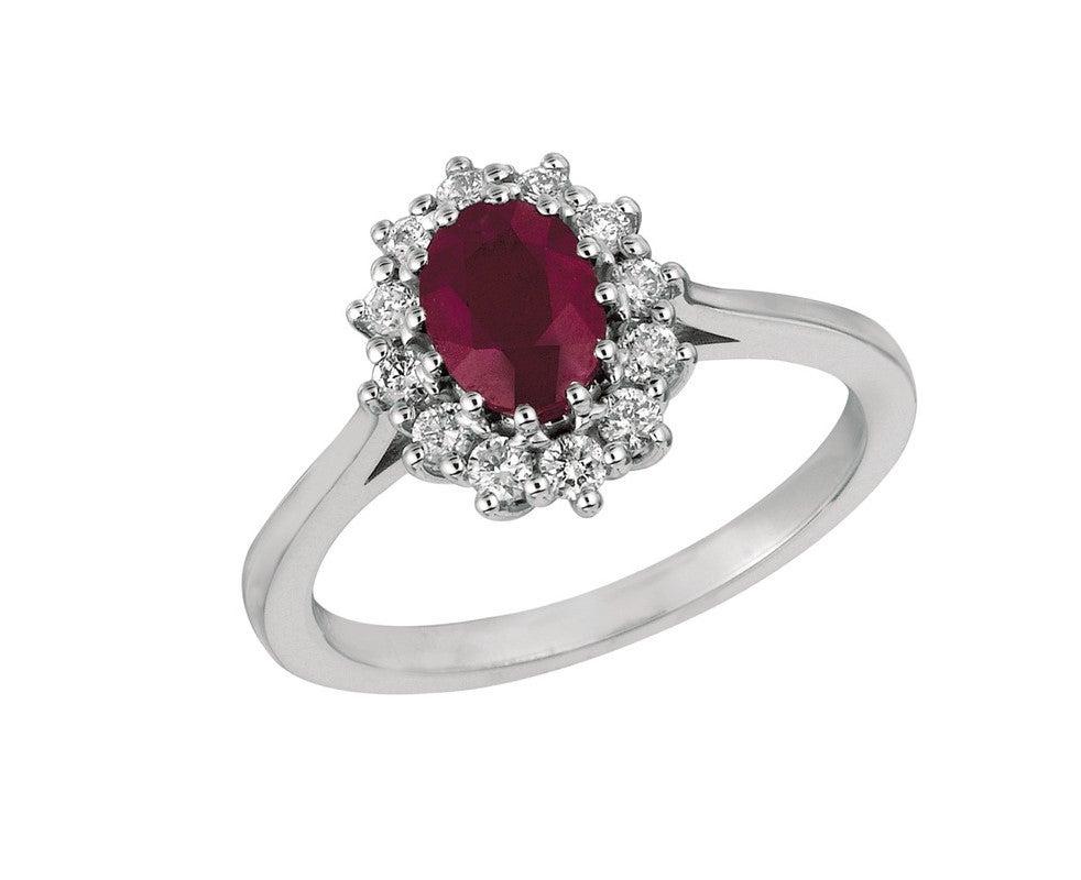 For Sale:  1.70 Carat Natural Oval Ruby and Diamond Ring 14 Karat White Gold 2