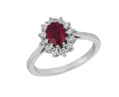 1.70 Carat Natural Oval Ruby and Diamond Ring 14 Karat White Gold