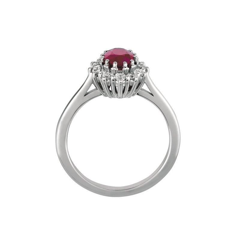 For Sale:  1.70 Carat Natural Oval Ruby and Diamond Ring 14 Karat White Gold 3