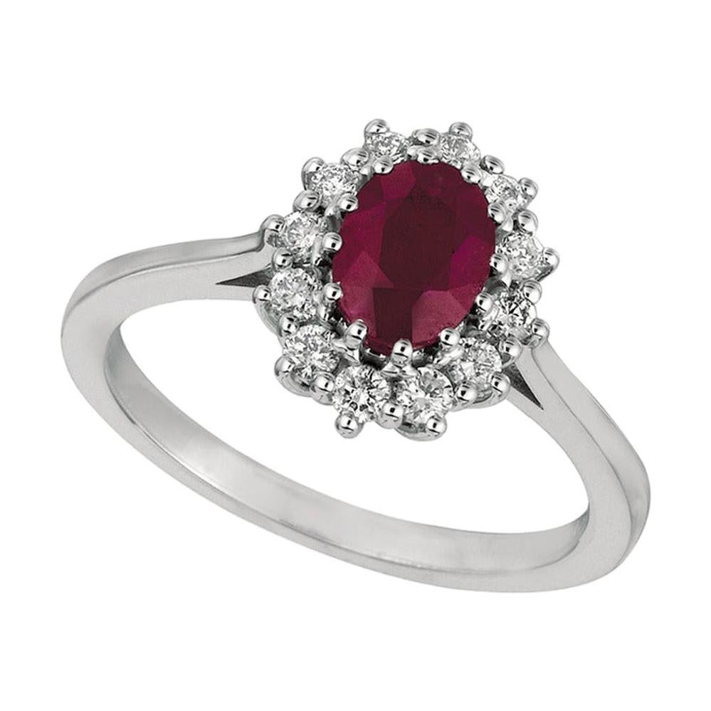 For Sale:  1.70 Carat Natural Oval Ruby and Diamond Ring 14 Karat White Gold
