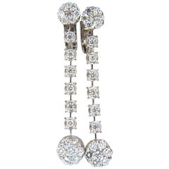 Pendants d'oreilles en grappe flottantes Omega avec diamants ronds naturels de 1,70 carat