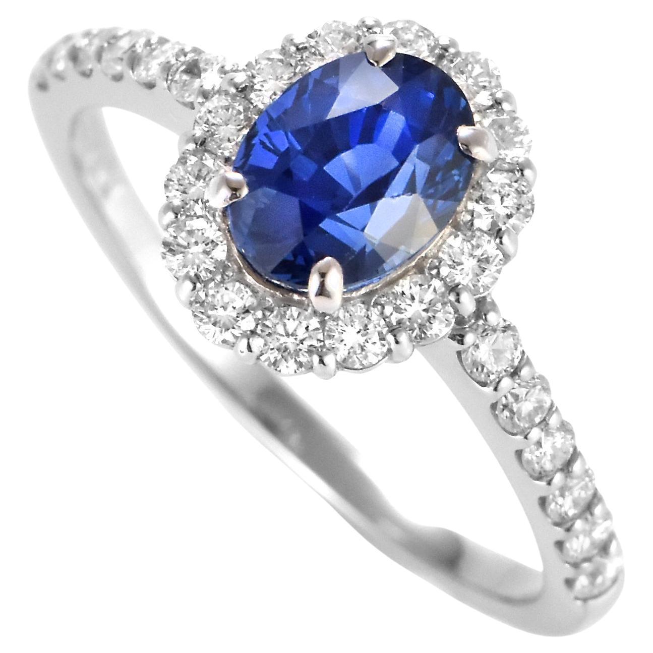Anillo de Zafiro Natural y Diamante de 1,70 Quilates Realizado en Platino