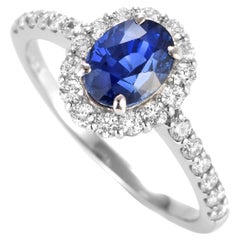 Anillo de Zafiro Natural y Diamante de 1,70 Quilates Realizado en Platino