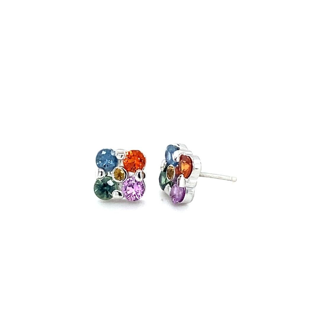 1.70 Carat Natural Sapphire White Gold Stud Earrings In New Condition In Los Angeles, CA