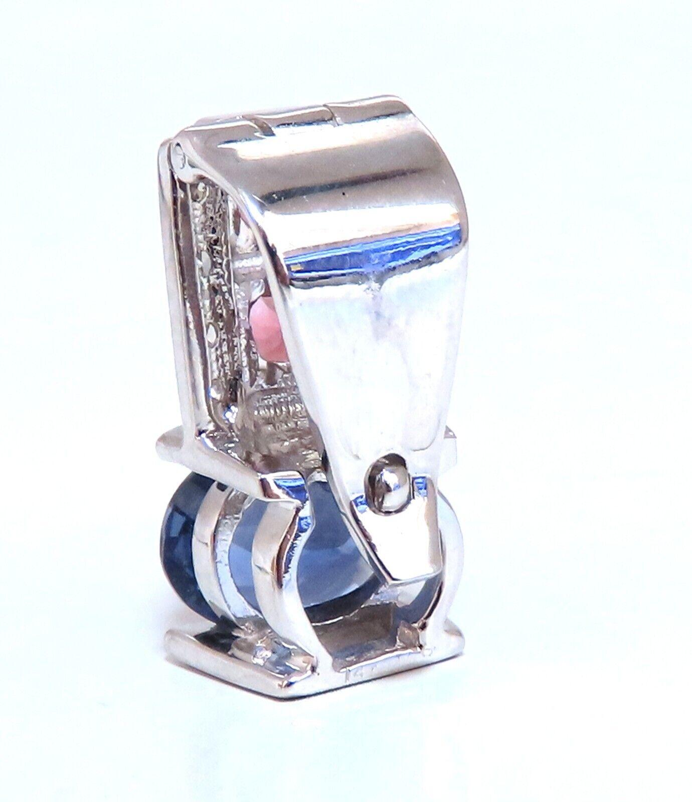 Oval Cut 1.70 Carat Natural Tourmaline Diamond Slide and Clip Pendant 14kt Retractable For Sale