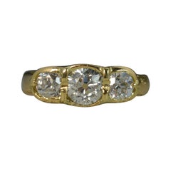 1.70 Carat Old Cut Diamond 18 Carat Gold Trilogy Ring