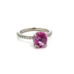 1.70 Carat Oval Pink Sapphire and Diamond Solitaire Gold Vintage Ring