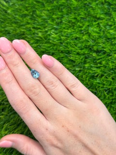 1.70 Carat Pear-Cut Natural Icy Blue Aquamarine Loose Gemstone