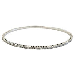 1.70 Carat Round Brilliant Cut Diamond Full Bangle Bracelet 14 Karat White Gold