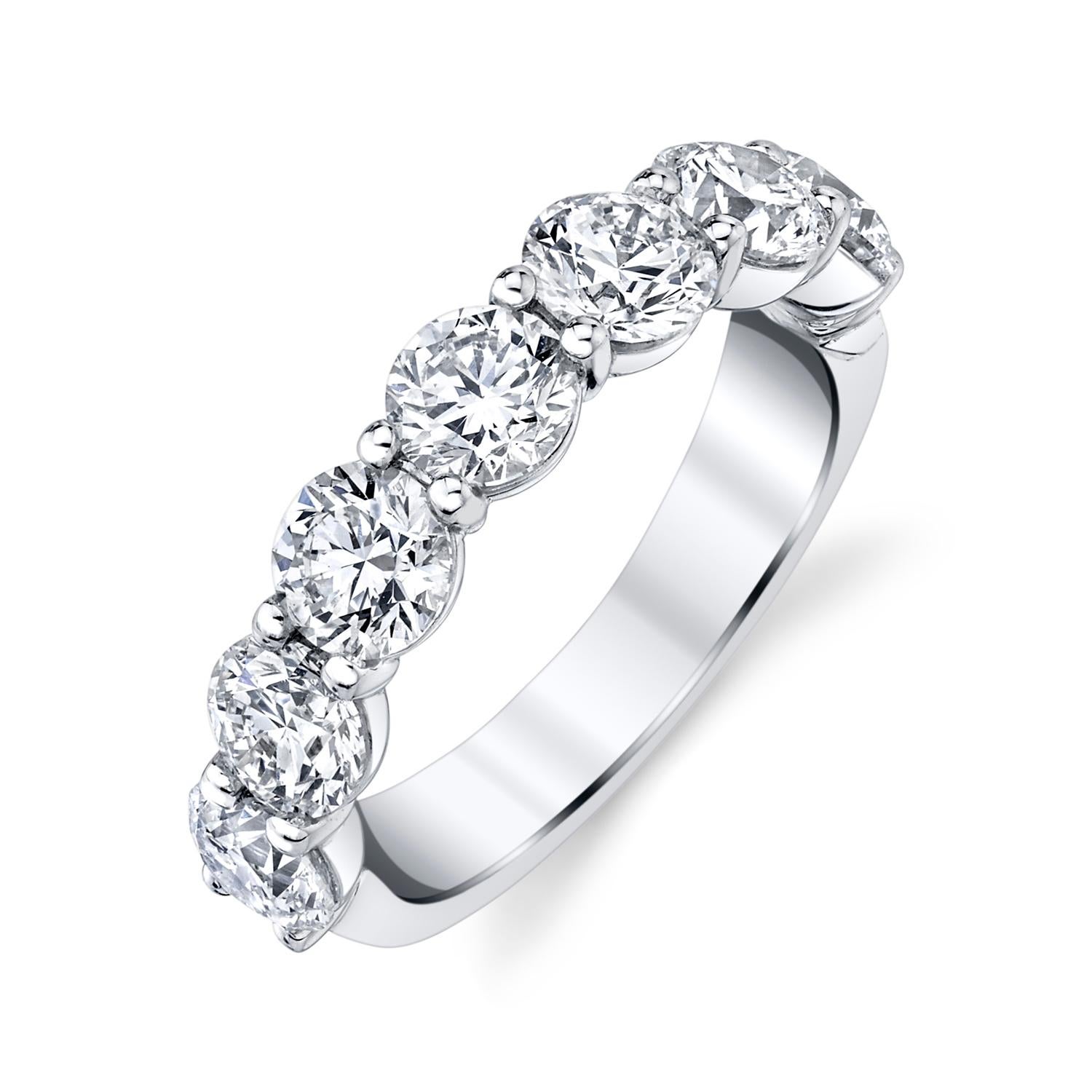 Exquisite 1.70 carat G/H SI Round Diamonds set in a romantic seven-stone Platinum Band.
Round  Diamond Band

Diamonds: 1.70ct G/H SI RBC. 
7  Stone Band. 
Platinum
Size 6

