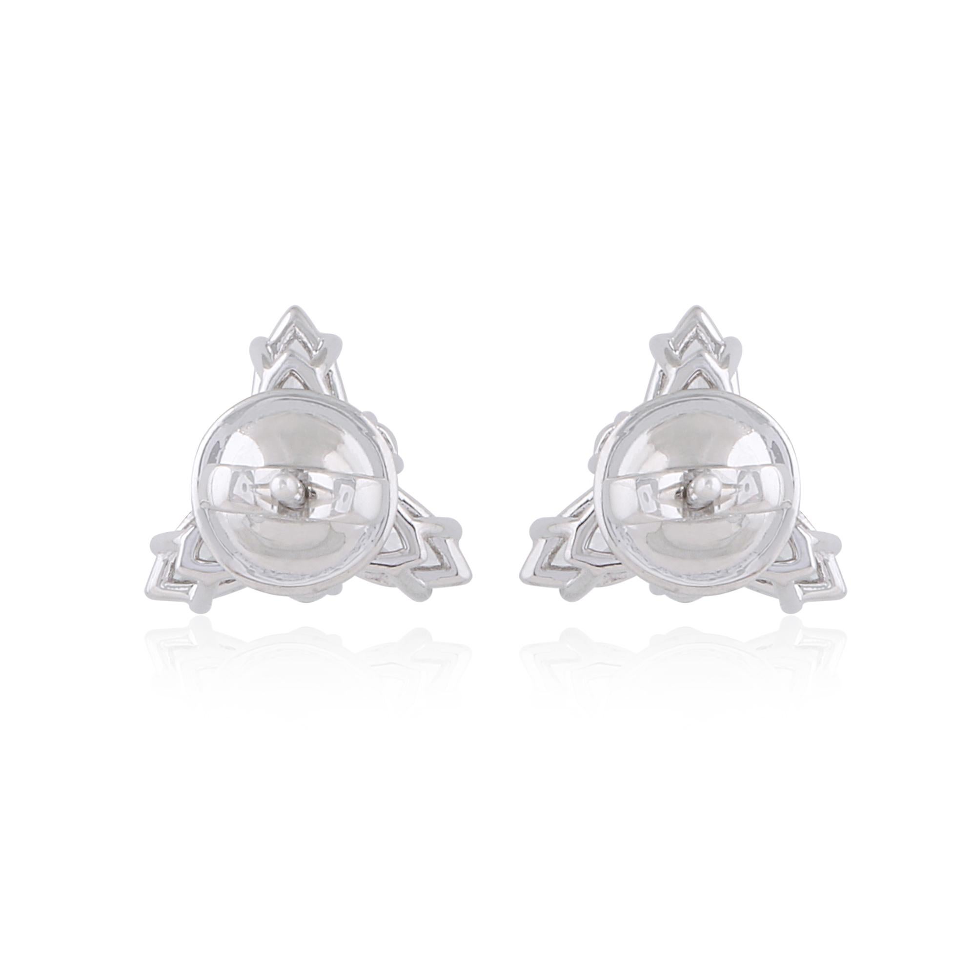 Women's 1.70 Carat Round Pear Diamond Stud Earrings 18 Karat White Gold Handmade Jewelry For Sale