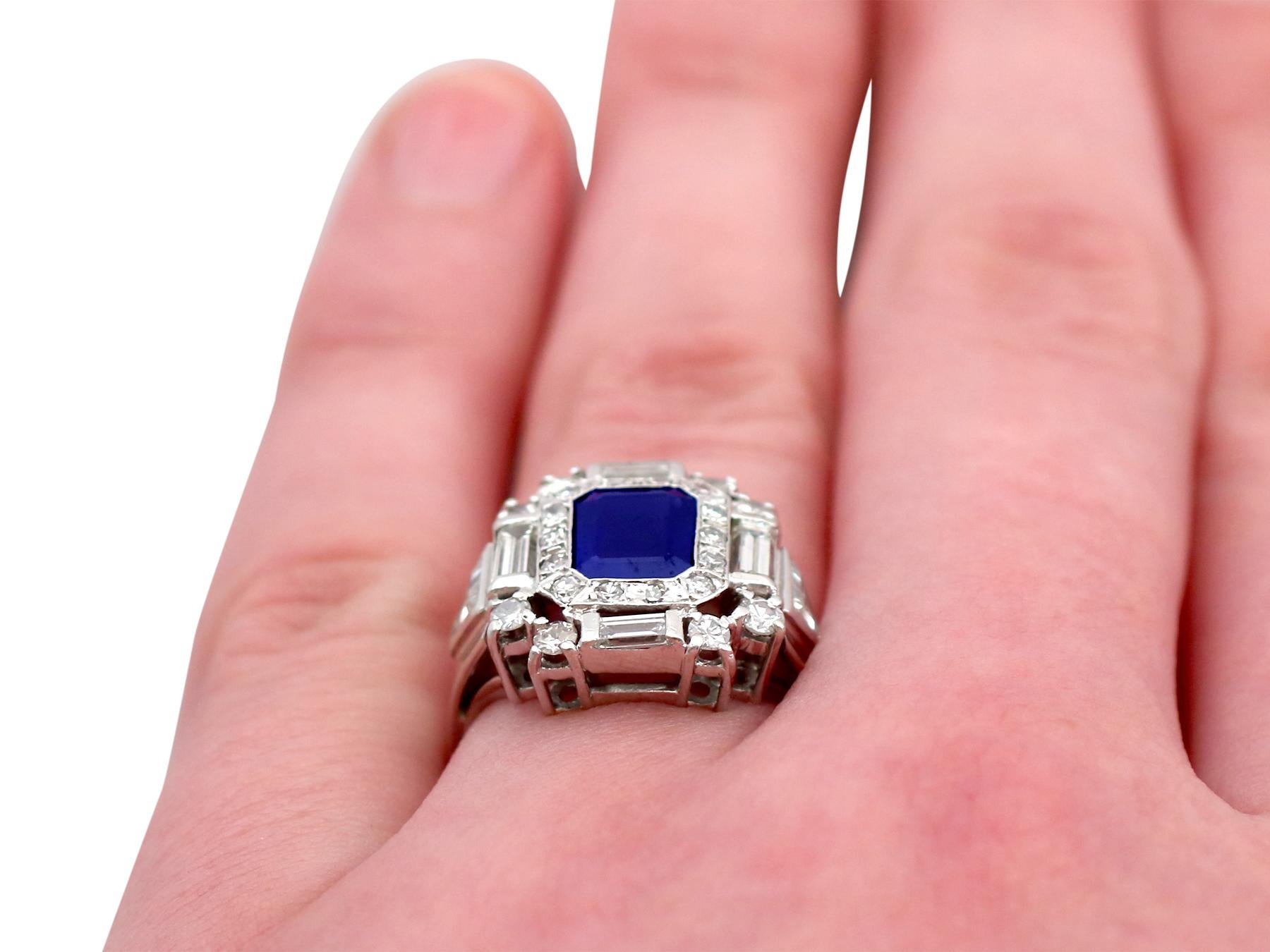 1.70 Carat Sapphire and 1.76 Carat Diamond Platinum Dress Ring 6