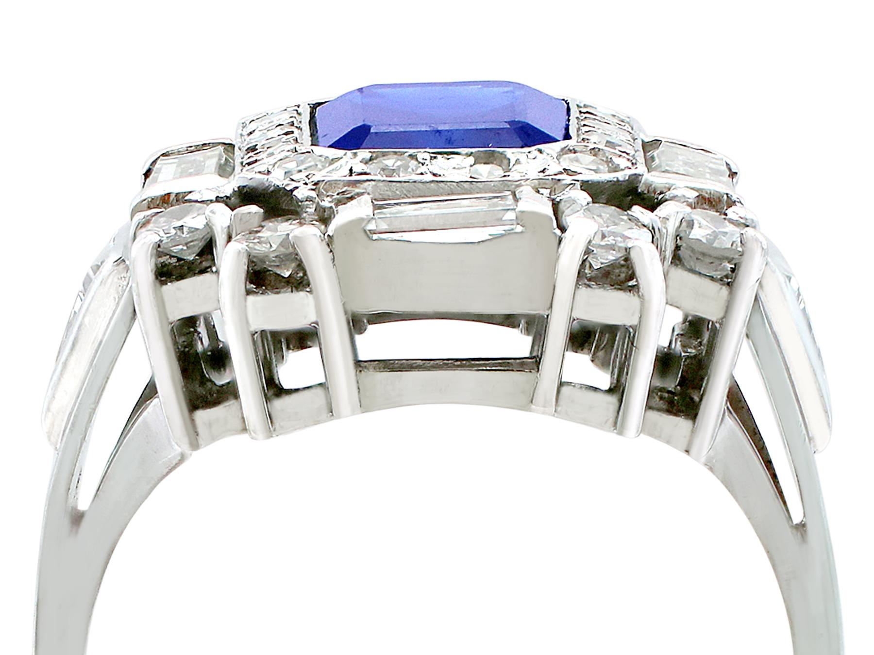 Oval Cut 1.70 Carat Sapphire and 1.76 Carat Diamond Platinum Dress Ring