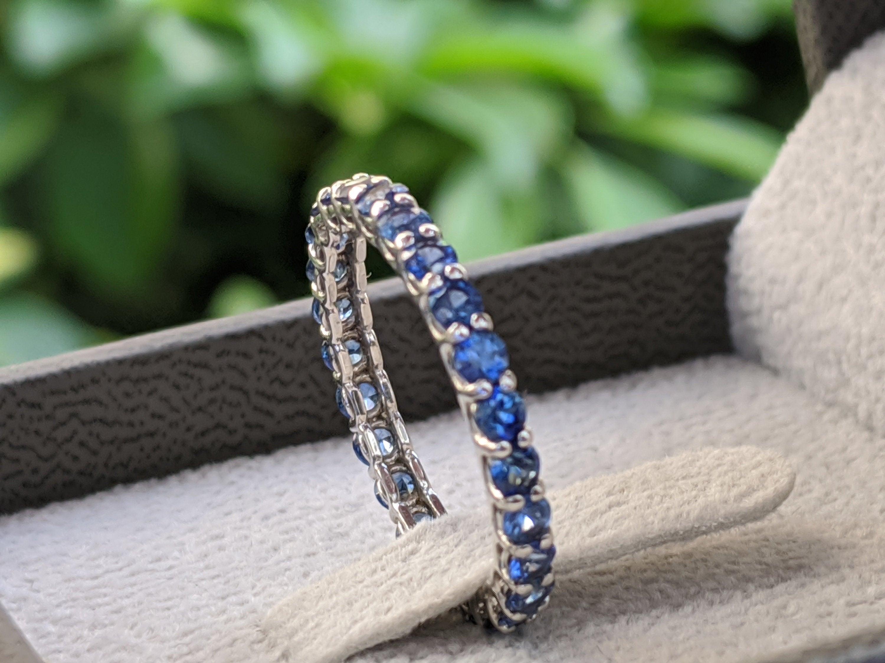 1.70 Carat Sapphire Band, Blue Sapphire Eternity Band, Natural Sapphire Ring, White Gold Sapphire Ring, Anniversary Present, Gift
 
 Main Stone Name: Natural Sapphire
 Main Stone Weight: 1.70cttw
 Main Stone Color: Blue