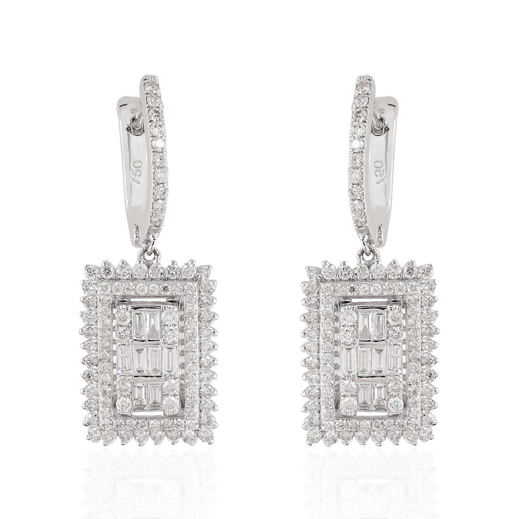 Item Code :- CN-36418A
Gross Weight :- 5.85 gm
14k White Gold Weight :- 5.51 gm
Natural Diamond Weight ;- 1.70 carat  ( AVERAGE DIAMOND CLARITY SI1-SI2 & COLOR H-I )
Earrings Size :- 10.92x5.46 mm approx.

✦ Sizing
.....................
We can