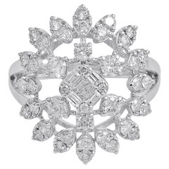 1.70 Carat SI Clarity HI Color Diamond Cocktail Ring 14 Karat White Gold Jewelry