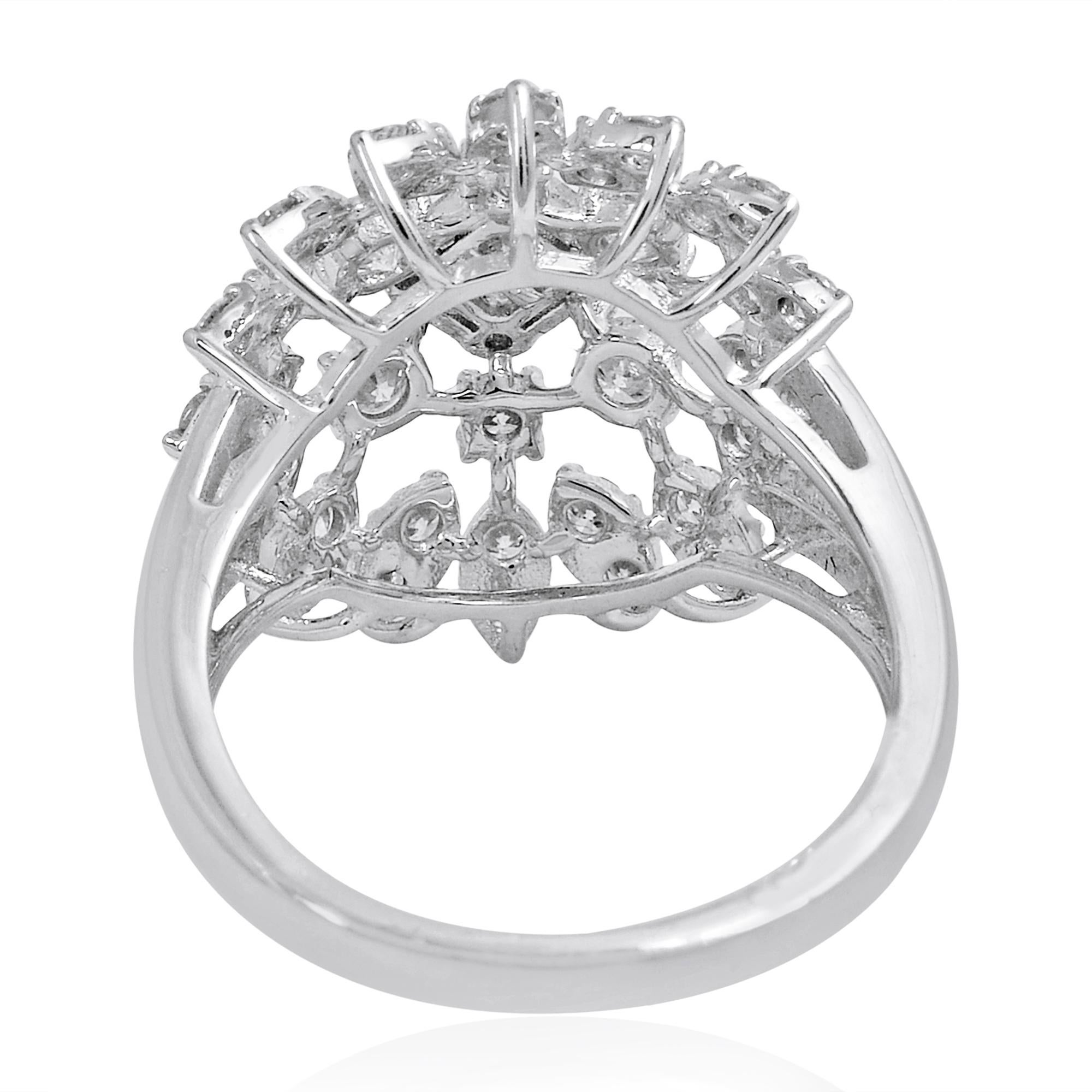For Sale:  1.70 Carat SI Clarity HI Color Diamond Cocktail Ring 18 Karat White Gold Jewelry 2