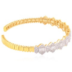 1.70 Carat SI Clarity HI Color Diamond Cuff Bangle Bracelet 18 Karat Yellow Gold