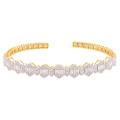 1.70 Carat SI Clarity HI Color Diamond Cuff Bangle Bracelet 18 Karat Yellow Gold