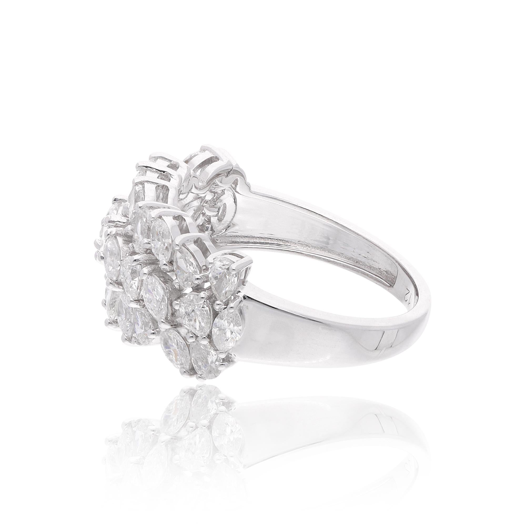 Modern Natural 1.70 Carat SI Clarity HI Color Diamond Wedding Ring 18 Karat White Gold For Sale
