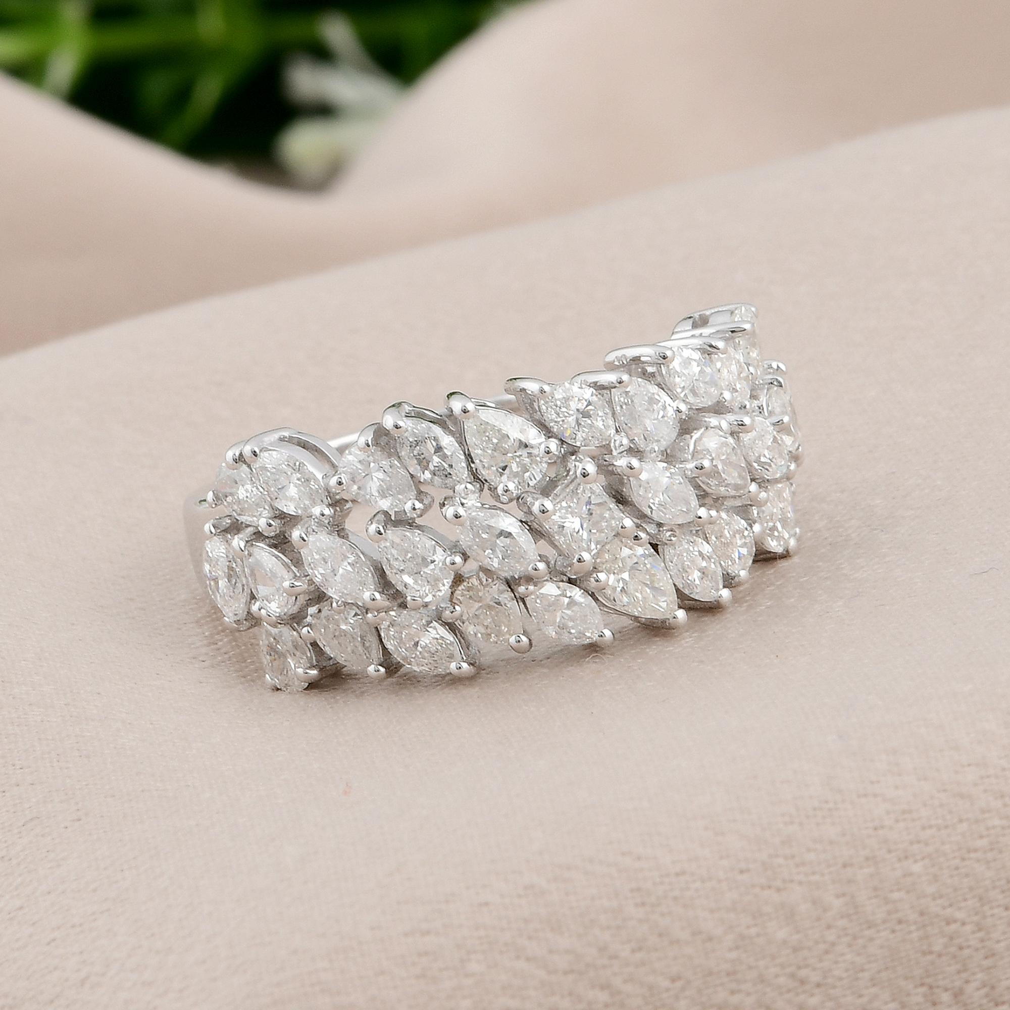 Pear Cut Natural 1.70 Carat SI Clarity HI Color Diamond Wedding Ring 18 Karat White Gold For Sale