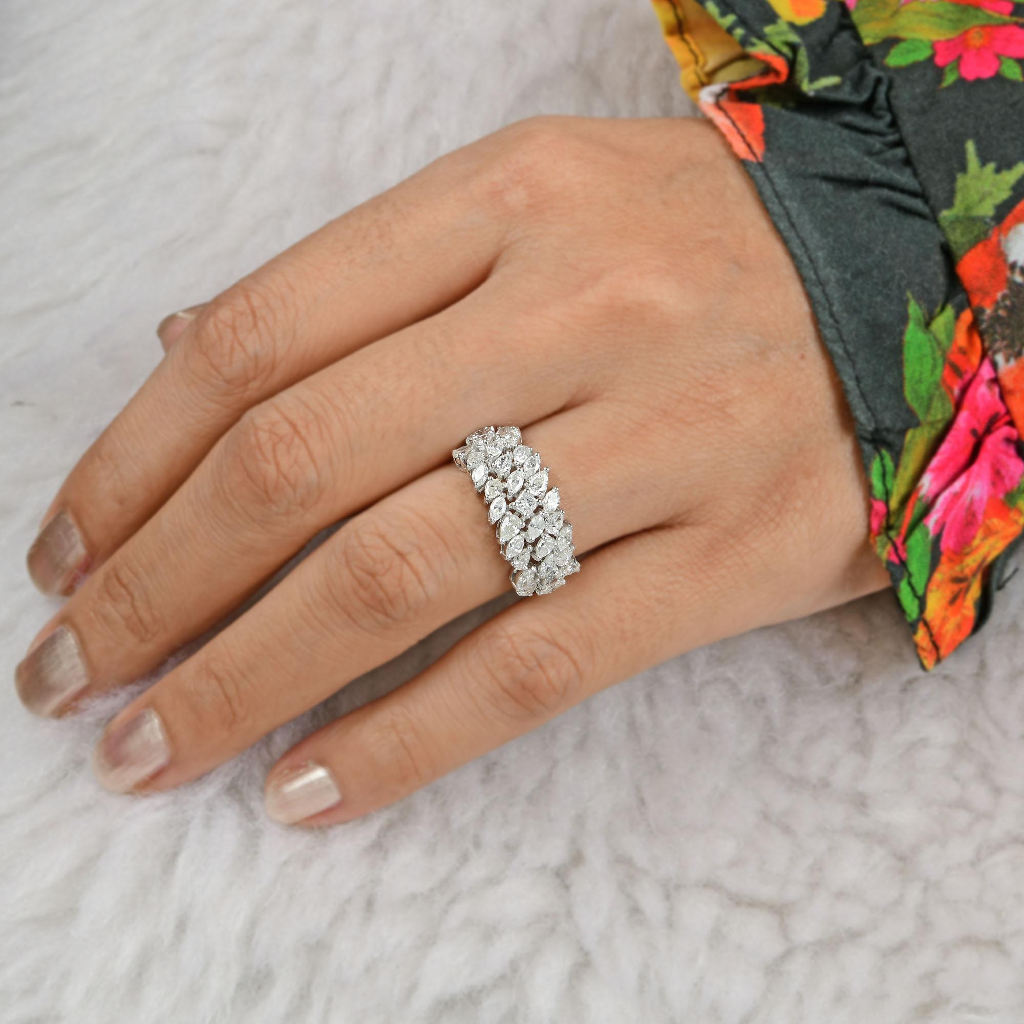 Women's Natural 1.70 Carat SI Clarity HI Color Diamond Wedding Ring 18 Karat White Gold For Sale