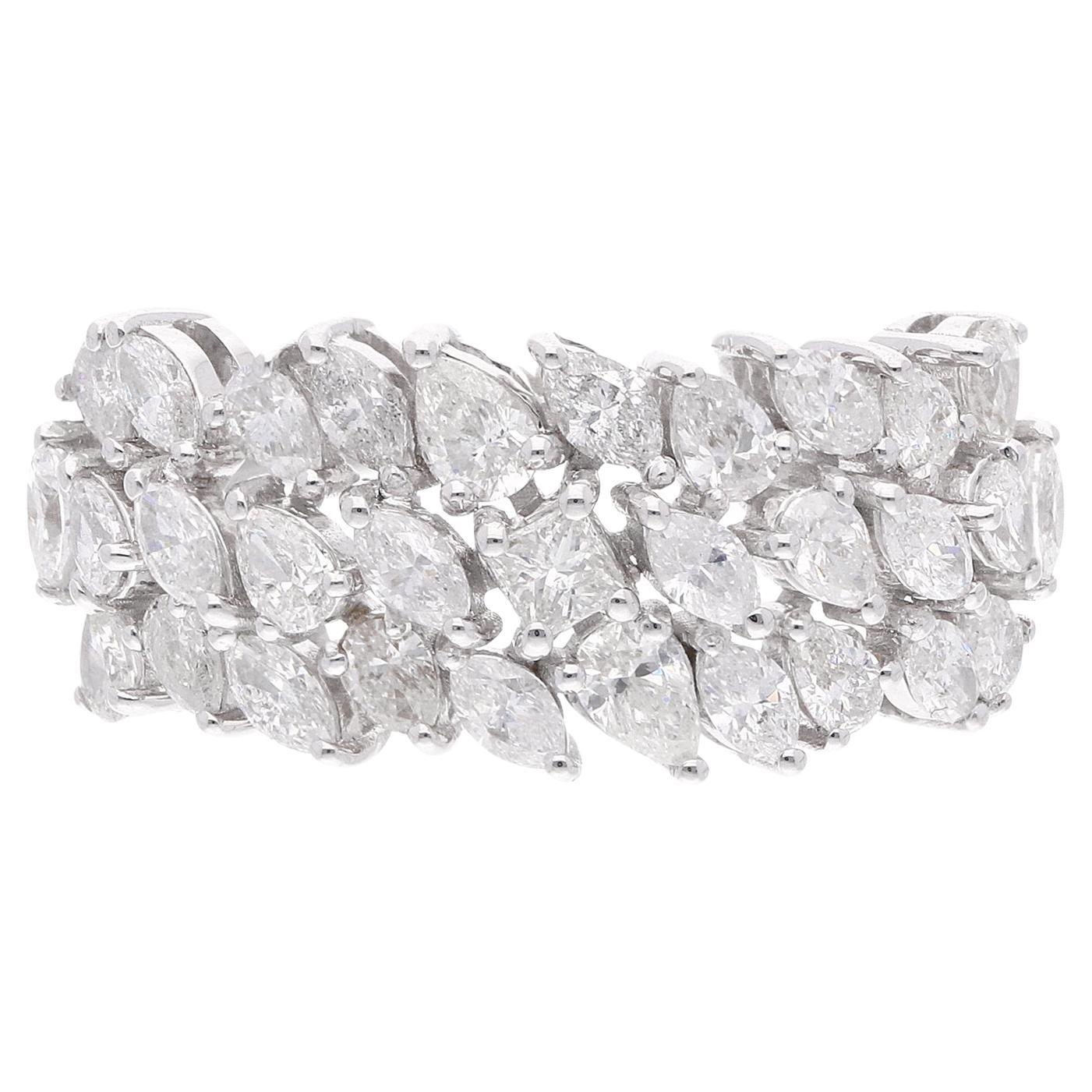 Natural 1.70 Carat SI Clarity HI Color Diamond Wedding Ring 18 Karat White Gold For Sale