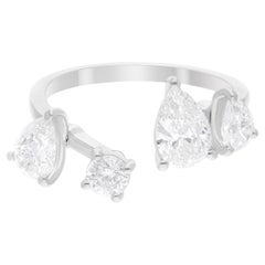 1,70 Quilates SI Claridad HI Color Diamante Multiforma Anillo Puño Oro Blanco 14 Kilates