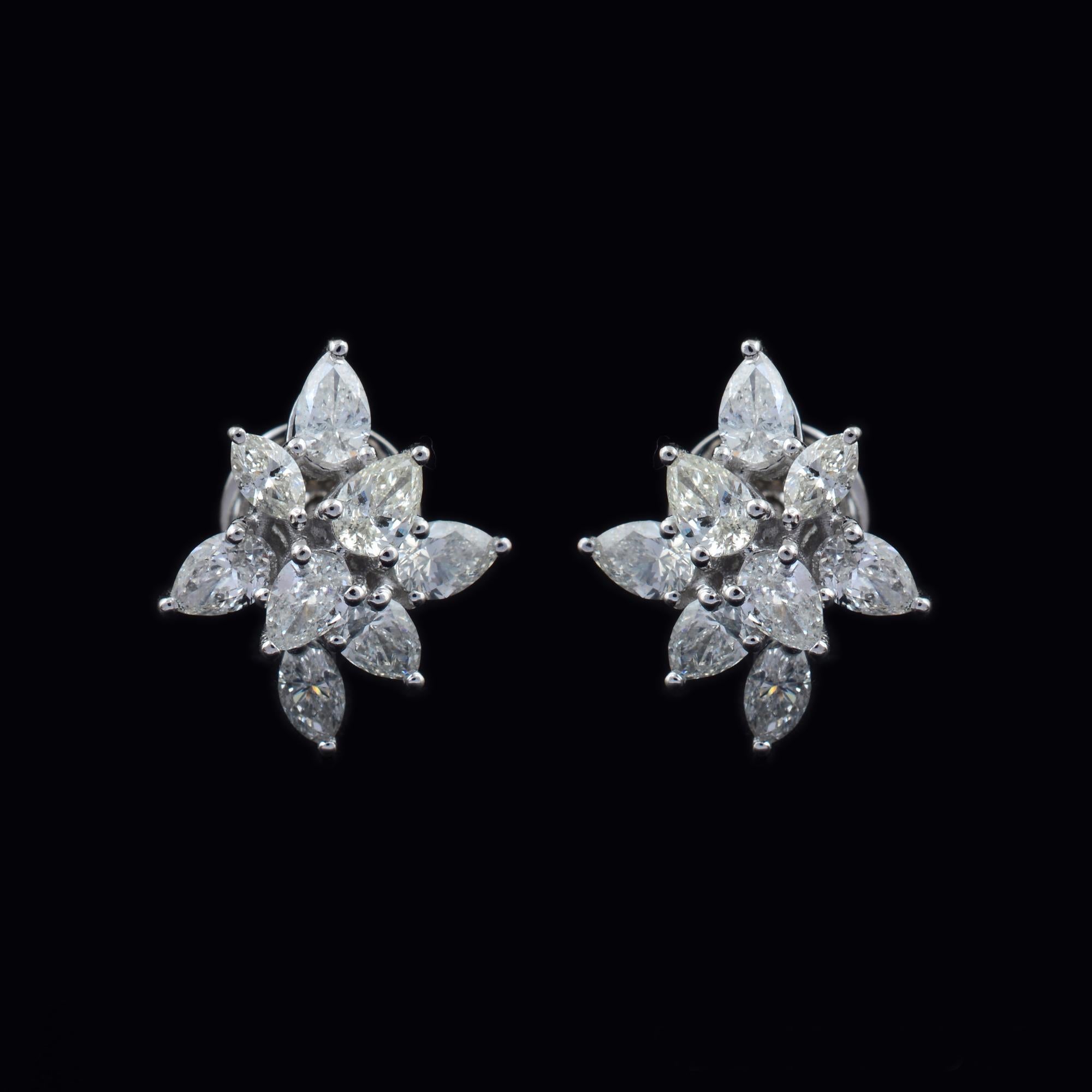 1.70 Carat SI Clarity HI Color Pear Diamond Stud Earrings 18 Karat White Gold In New Condition For Sale In Diera, Dubai
