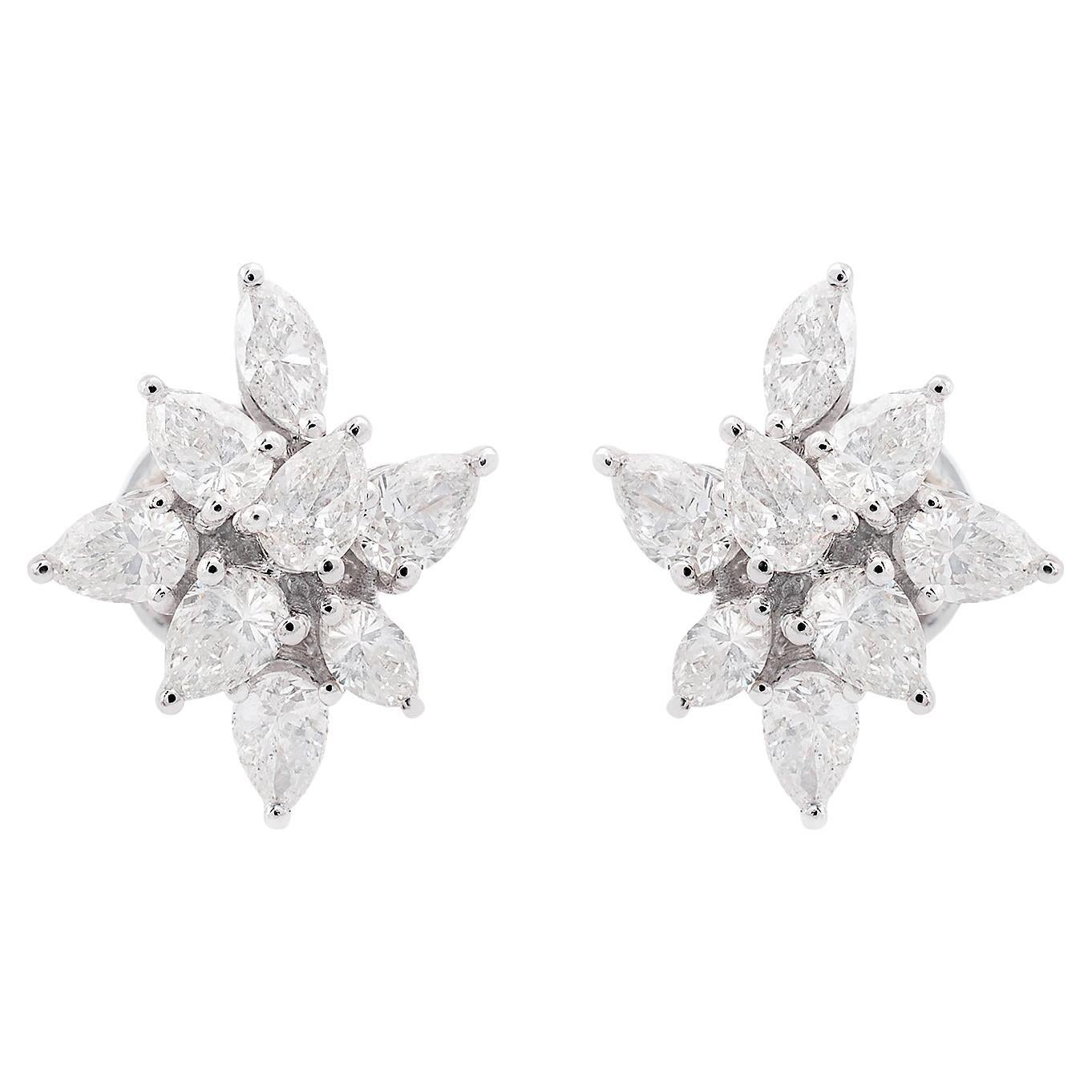 1.70 Carat SI Clarity HI Color Pear Diamond Stud Earrings 18 Karat White Gold For Sale