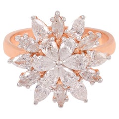 1.70 Carat SI Clarity HI Color Pear Marquise Diamond Ring 18 Karat Rose Gold
