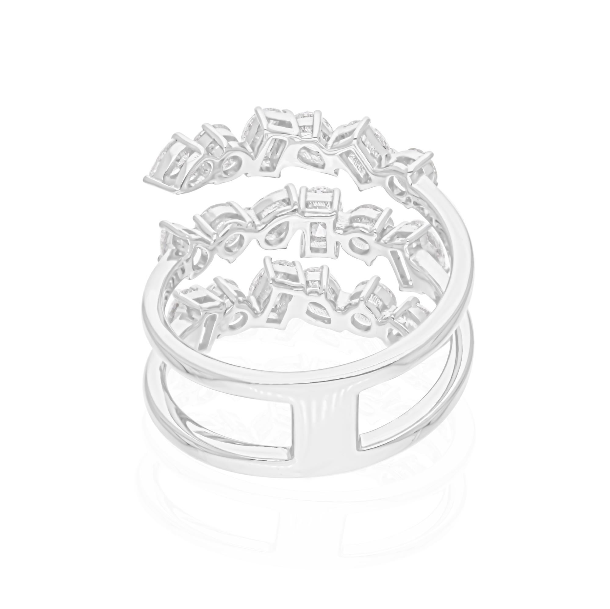 Modern 1.70 Carat SI/H Multi Shape Diamond Spiral Ring 14 Karat White Gold Fine Jewelry For Sale