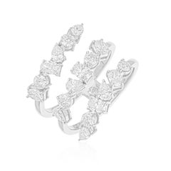 1.70 Carat SI/H Multi Shape Diamond Spiral Ring 18 Karat White Gold Fine Jewelry