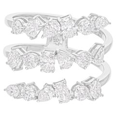 1,70 Karat SI/H Multi Shape Diamant Spiral-Ring 18 Karat Weißgold feiner Schmuck