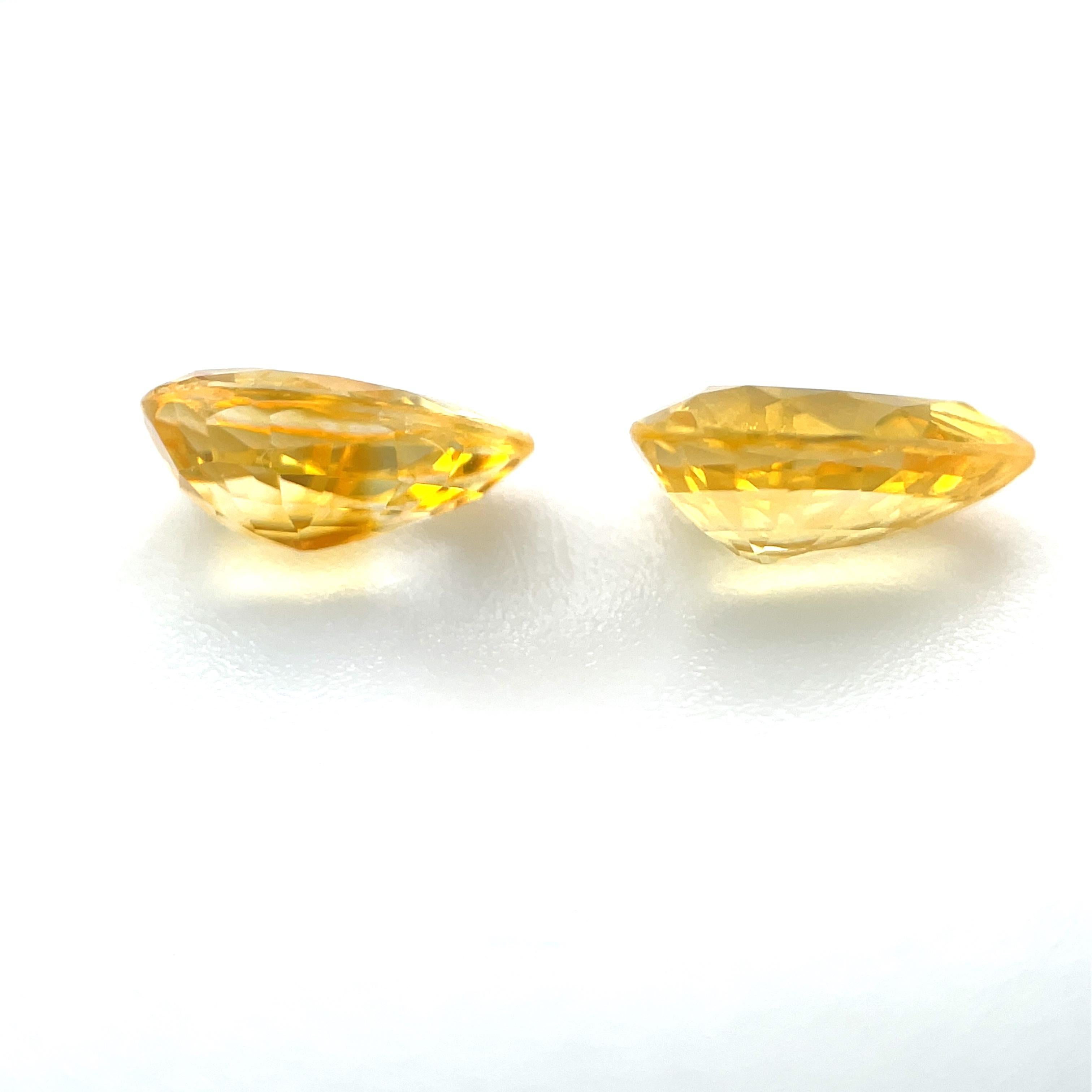 Artisan 1.70 Carat Total Pair of Pear Shaped Yellow Sapphires for Earrings, Loose Gems For Sale