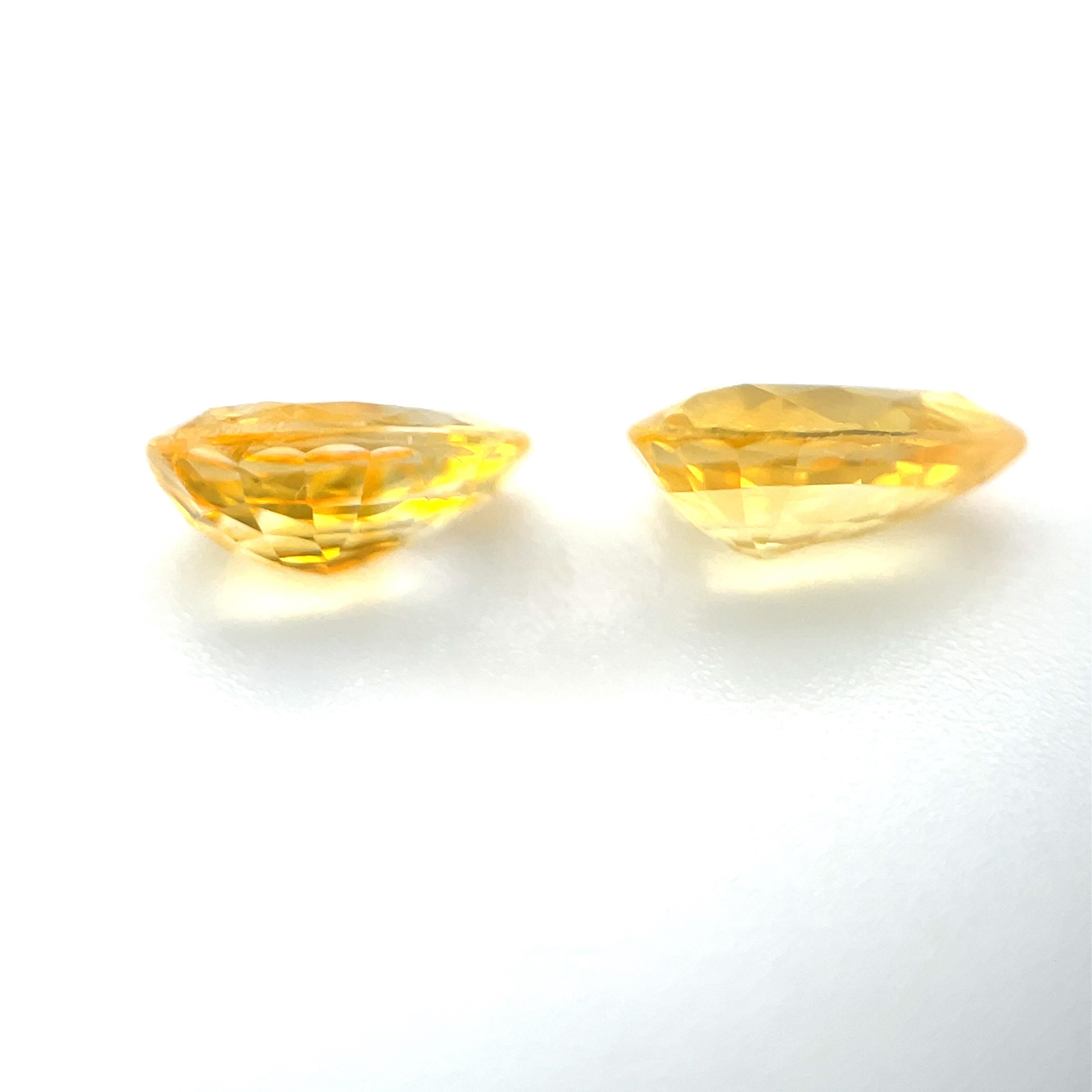 Pear Cut 1.70 Carat Total Pair of Pear Shaped Yellow Sapphires for Earrings, Loose Gems For Sale