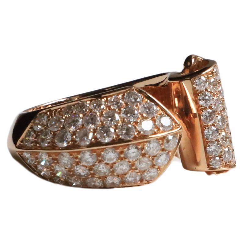Bague design Art déco en or 18 carats avec diamants blancs de 1,70 carat G VS1