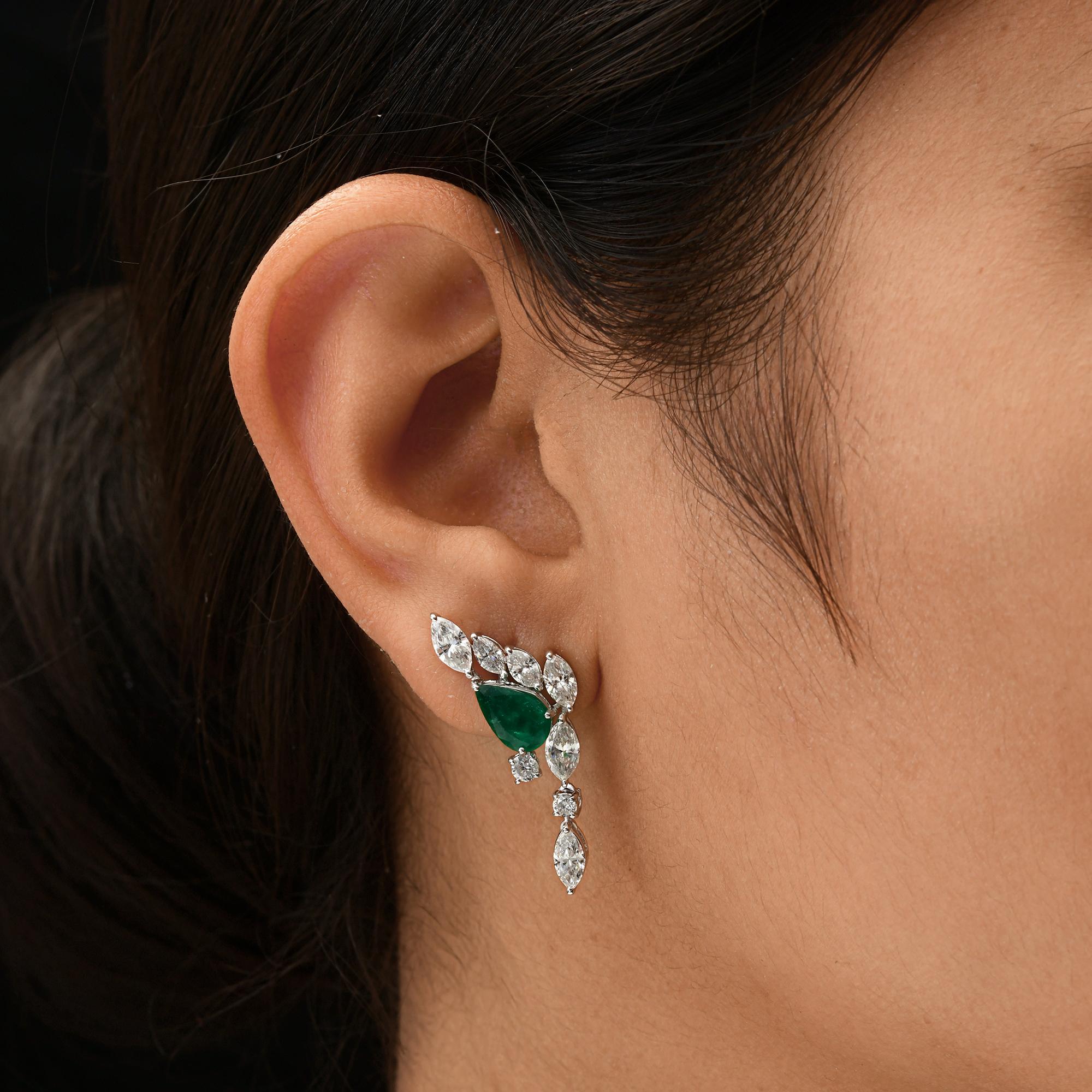 1,70 Karat sambischer Smaragd 3,23 Karat SI/H Diamant-Ohrringe aus 18 Karat Weißgold (Moderne) im Angebot